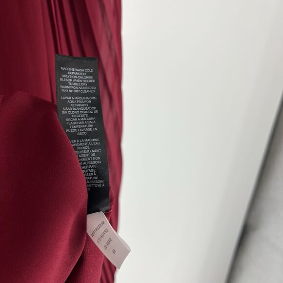 White House Black Market Top Size 6 Womens Red Semi Sheer Tassel Tie Lace Up - Picture 9 of 9